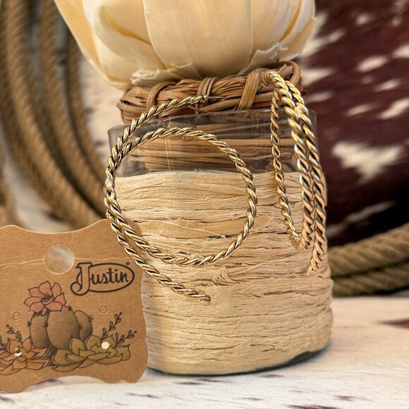 NEW *CLEARANCE* Justin Gold Rope Hoop Western Earrings - Picture 1 of 1
